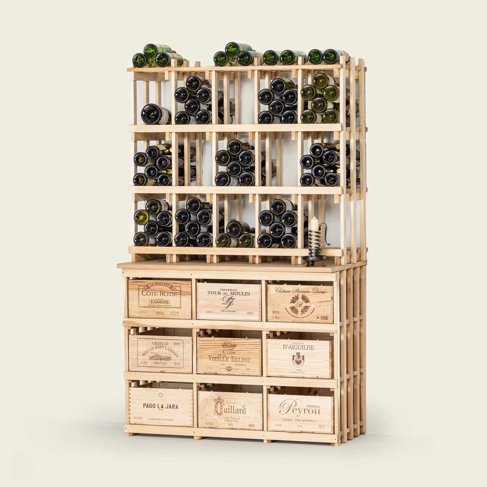 Weinregal Holz MS-180-Aufbau 5×3 Kammern für Kombi 3 0