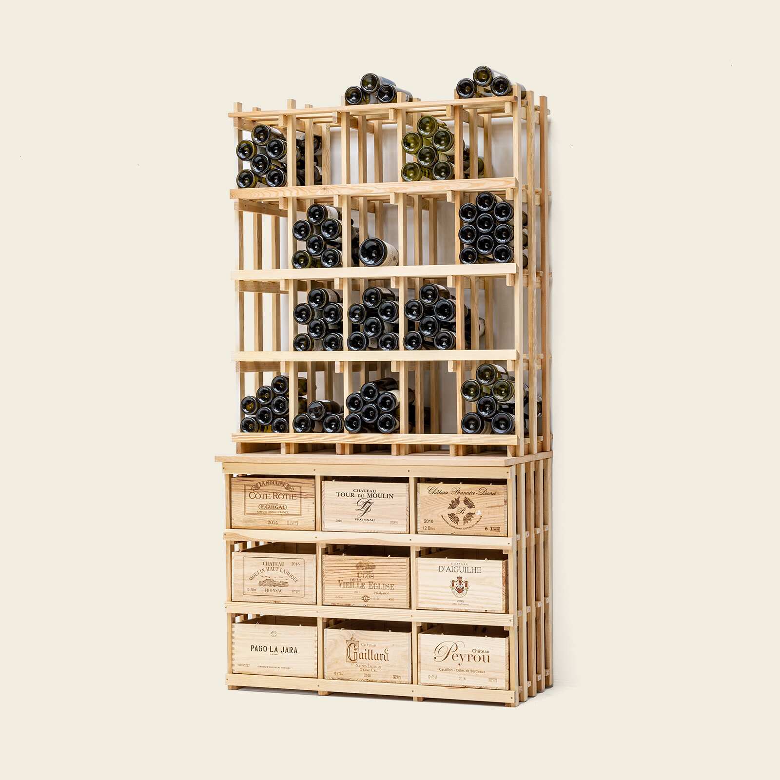 Weinregal Holz MS-240-Aufbau 5×4 Kammern für Kombi 3