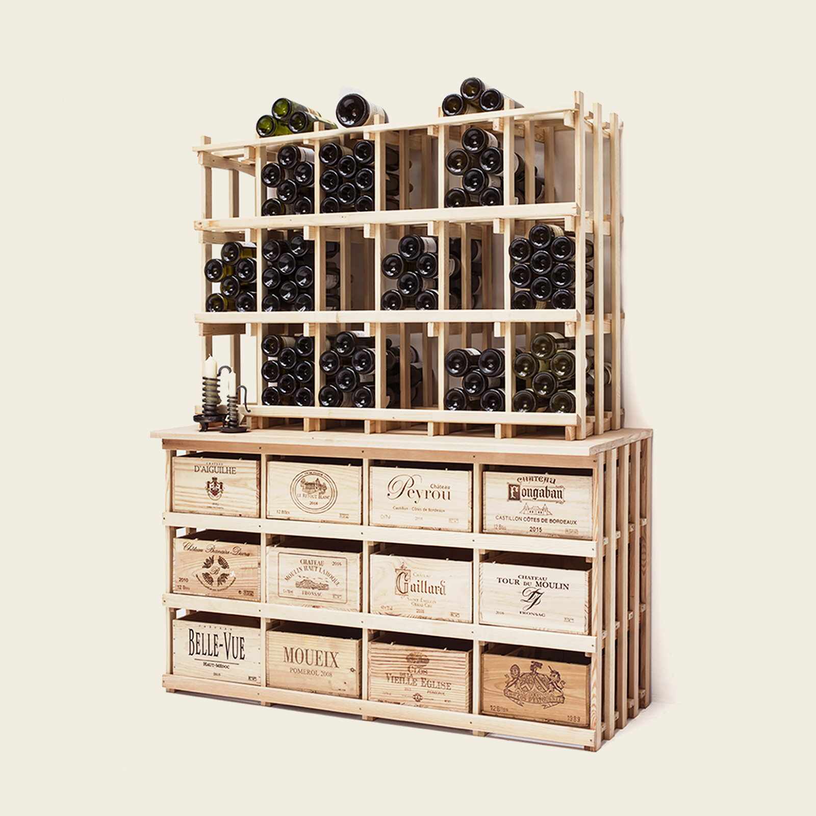 Weinregal Holz MS-220-Aufbau 6×3 Kammern für Kombi 4 0