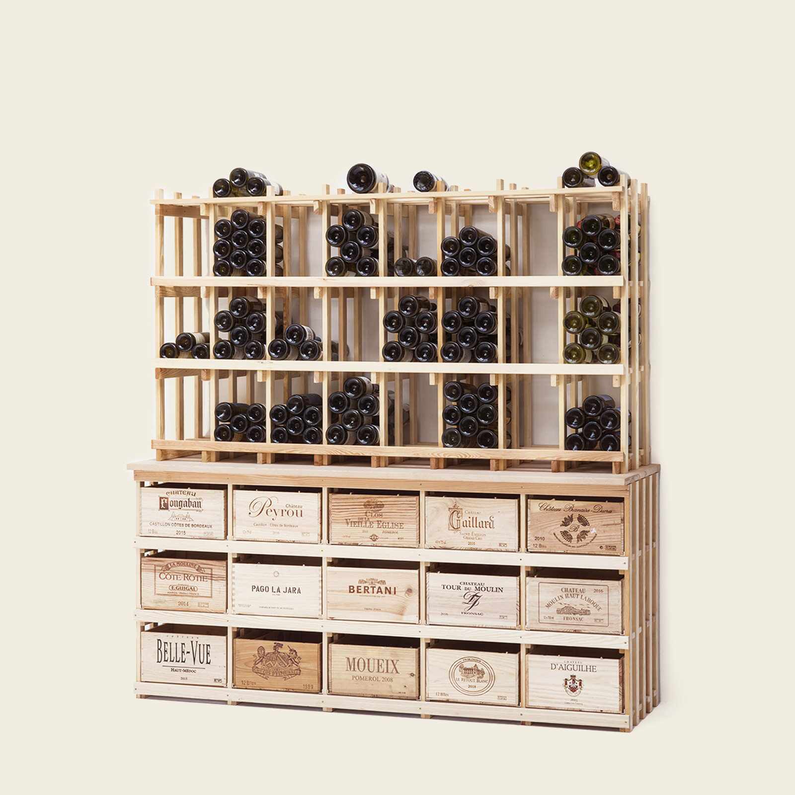 Weinregal Holz MS-300-Aufbau 8×3 Kammern für Kombi 5 0