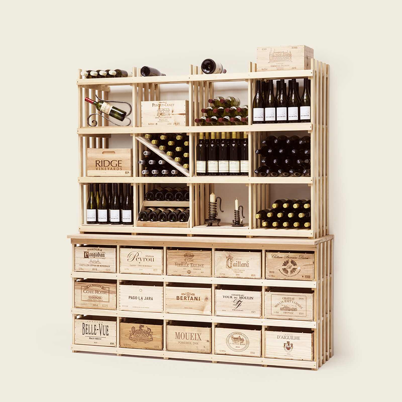 Weinregal Holz MS-380-Aufbau 4×3 Kammern für Kombi 5