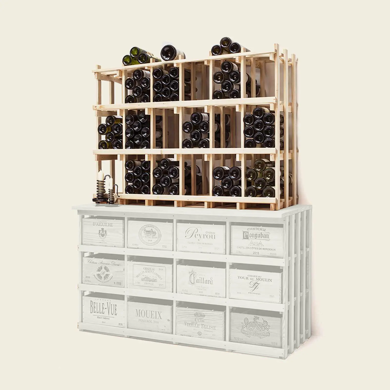 Weinregal Holz MS-220-Aufbau 6×3 Kammern für Kombi 4 - Bild 1
