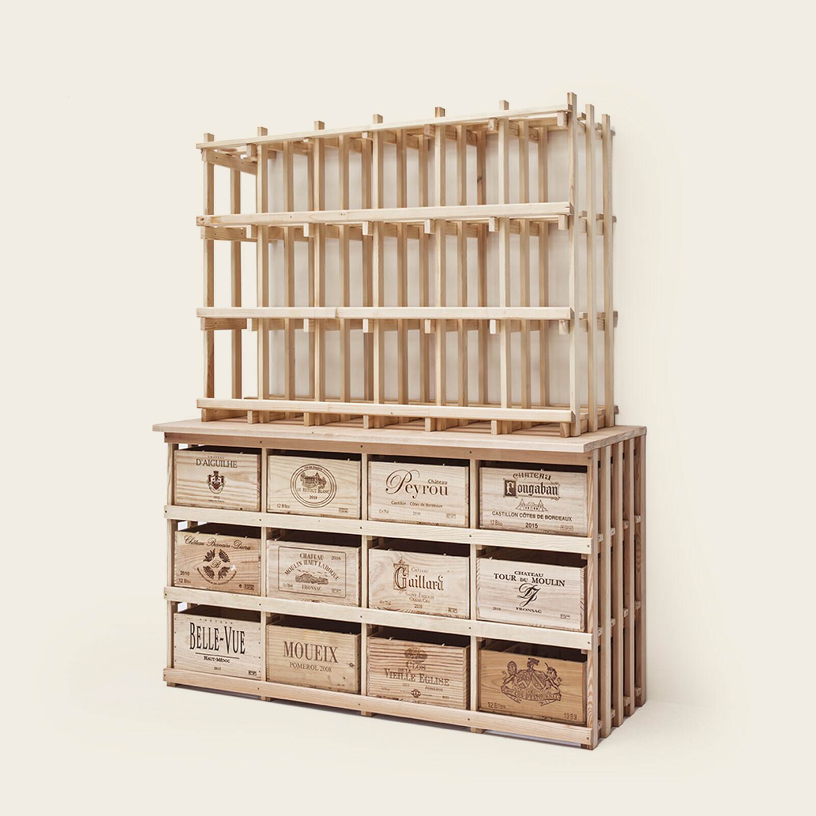 Weinregal Holz MS-220-Aufbau 6×3 Kammern für Kombi 4 - Bild 2