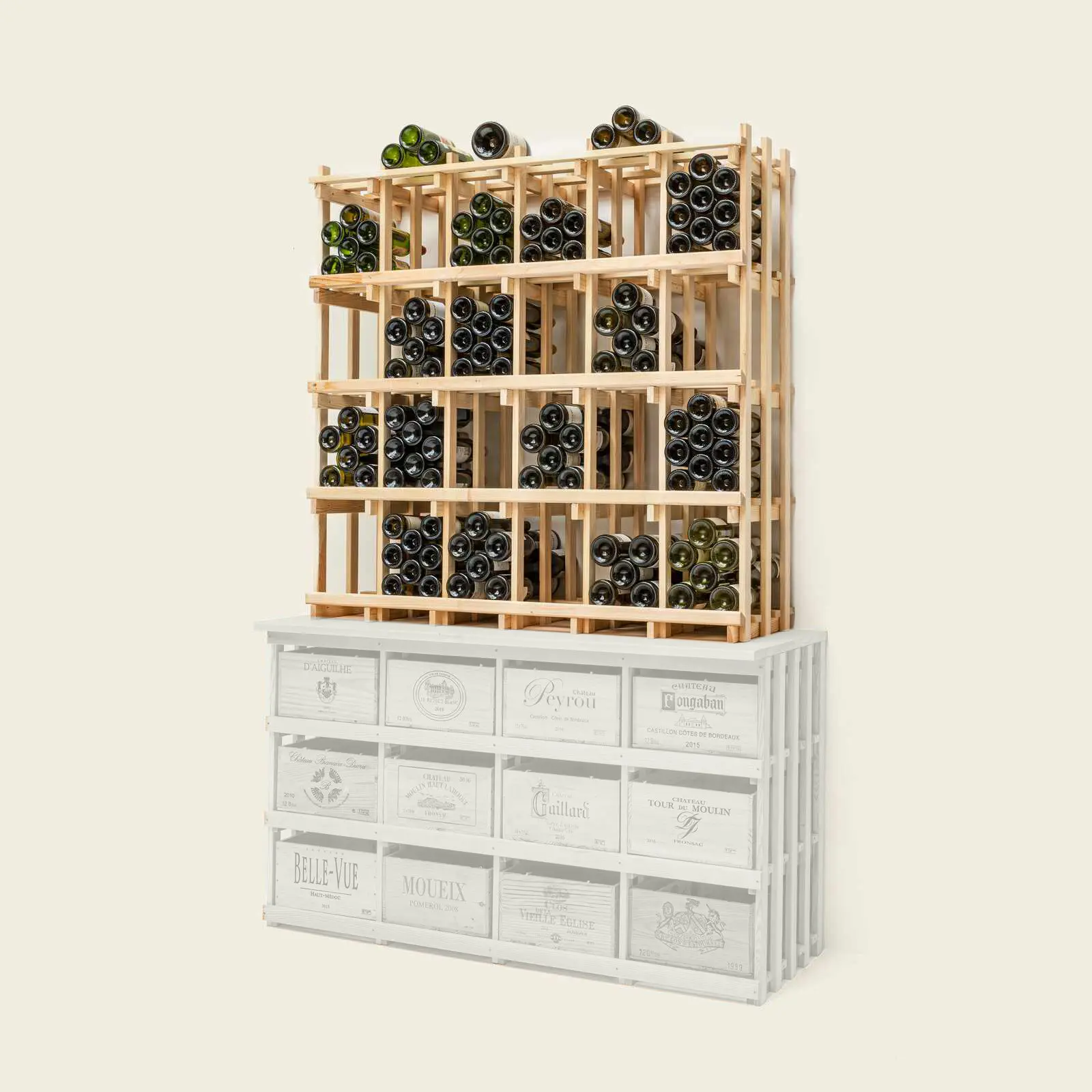 Weinregal Holz MS-290-Aufbau 6×4 Kammern für Kombi 4