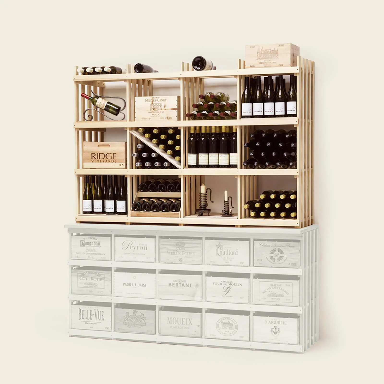 Weinregal Holz MS-380-Aufbau 4×3 Kammern für Kombi 5 - Bild 5