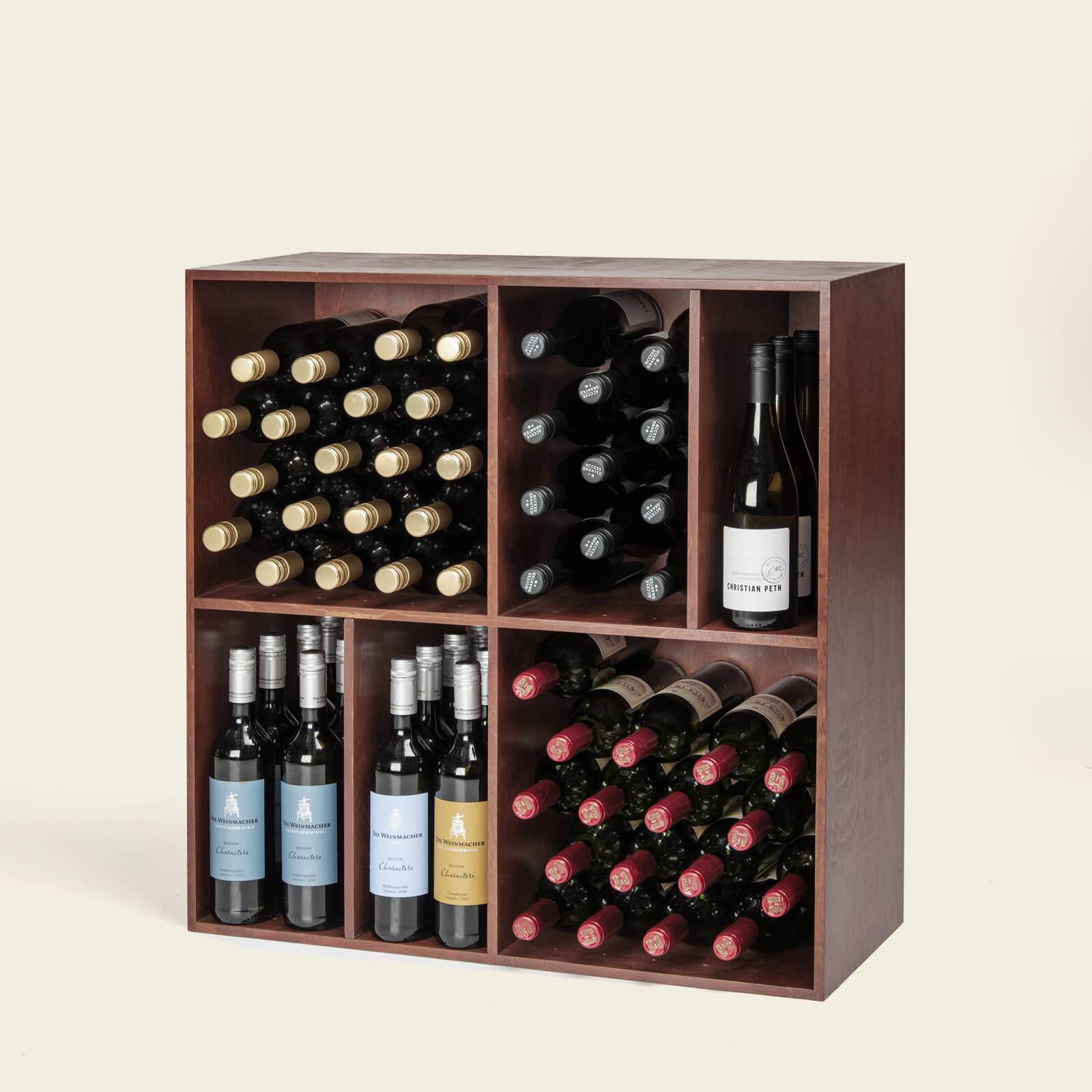 Weinregal Holz MS-Variabel dunkel lasiert